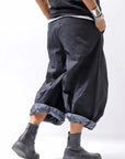 【RUNDHOLZ】 UNISEX COTTON EMBOSS PRINT EASY PANTS _BLACK POPLIN PRINT