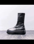【AGL】 STRETCH LEATHER SNEAKER BOOTS VIBE STRETCH_BLACK