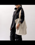 【DANIELE BASTA】 SHAGGY SILK & LEATHER TOTE BAG_BUTTER