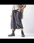 【studio b3】 UNSEX COATED LINEN＆BAMBOO BOX SARROUEL PANTS NB2123_BLACK