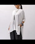 【NOSTRASANTISSIMA】 ASYMMETRY VISCOSE&SILK LIGHT SWEATER TOP M122_WHITE