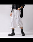 【studio b3】 UNSEX COATED LINEN＆BAMBOO BOX SARROUEL PANTS NB2123_WHITE