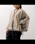 【sanctamuerte】 COTTON SWEAT & SILK CHIFFON SLEEVE TOP SM71_SAND SHELL