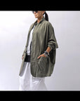 【bajra】 UNISEX LIGHT COTTON SHIRT BLOUSON LONG 157QB01LG_MILITARY