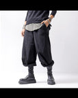 【RUNDHOLZ】 UNISEX STRETCH COTTON WOOL LOW CROTCH WIDE PANTS 341 0102_BLACK STRIPE