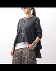 【PLÜ】 FLARED COTTON LIGHT SWEAT SHORT TOP PL11T_BLACK