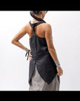 【Primordial is Primitive】 BACK CROSSED TANK TOP 413LS_BLACK