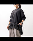 【bajra】 UNISEX SUPER STRETCH SWEAT FRINGE TOP 154QK01_BLACK