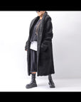 【NOSTRASANTISSIMA】 UNISEX VIRGIN BOA KNIT HOODED COAT_BLACK