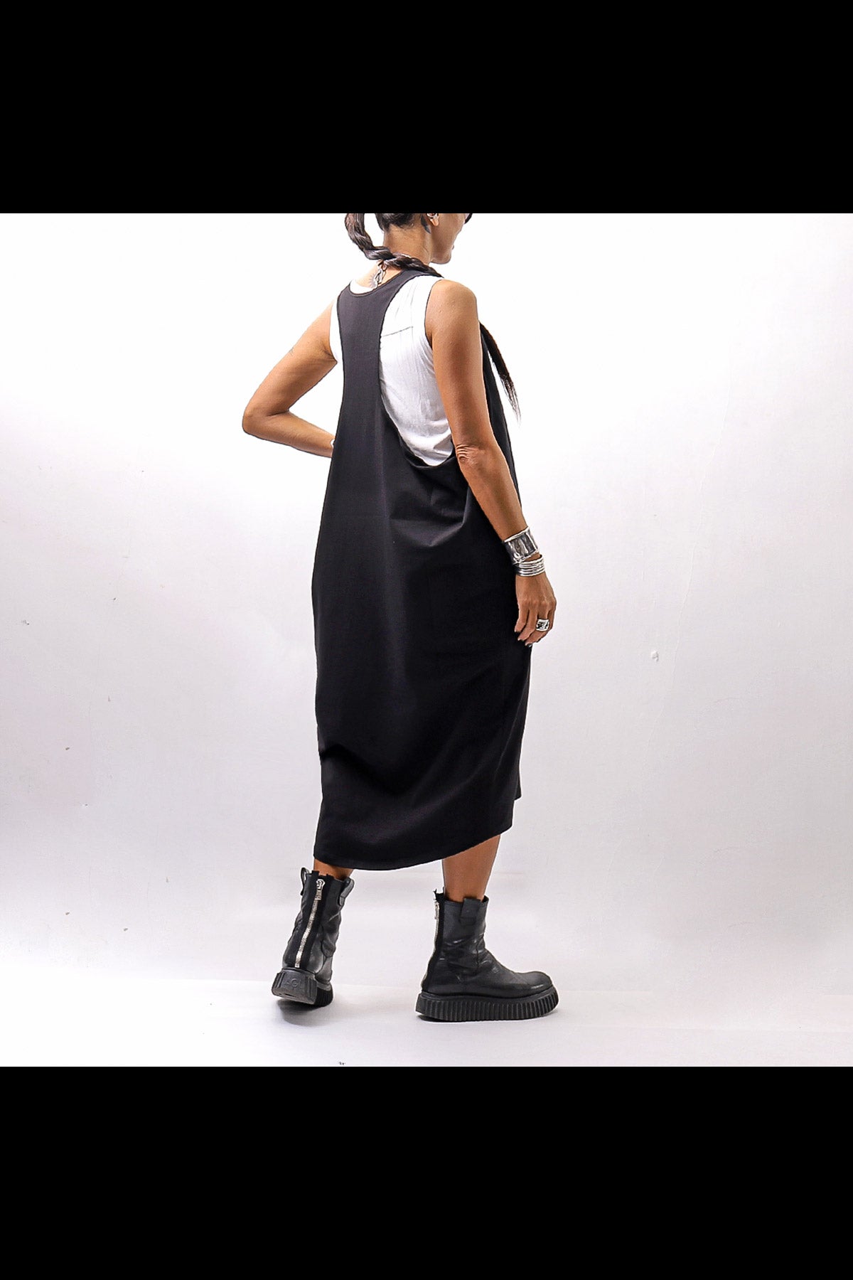 【NOSTRASANTISSIMA】 LONG TANK COCOON DRESS C152_BLACK