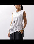 【NOSTRASANTISSIMA】 SIDE TACK SLEEVE-LESS TOP TS02_WHITE