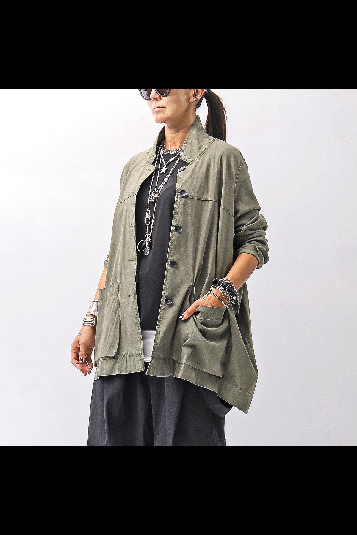 【Primordial is Primitive】 UNISEX STRETCH SHIRT BLOUSON 2026AL_MILITARY