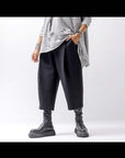 【NOSTRASANTISSIMA】 UNISEX STRETCH FRONT TUCK PANTS P118_BLACK