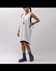 【NOSTRASANTISSIMA】 OPEN BACK LIGHT SWEAT COVER LONG TANK TOP M142_WHITE
