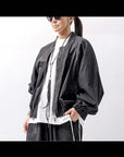 【Andrea Ya'aqov】 UNISEX DOLMAN SLEEVE ZIPPED JACKET SFT54B_BLACK