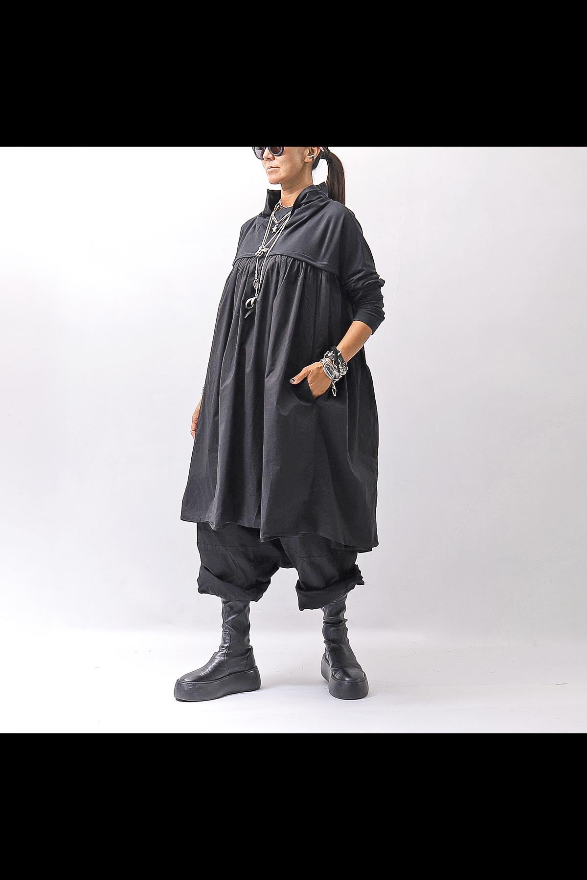 【RUNDHOLZ】 COTTON TUNIC DRESS_BLACK