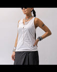 【studio b3】 FRONT BUTTON COTTON TANK TOP NB2059_WHITE