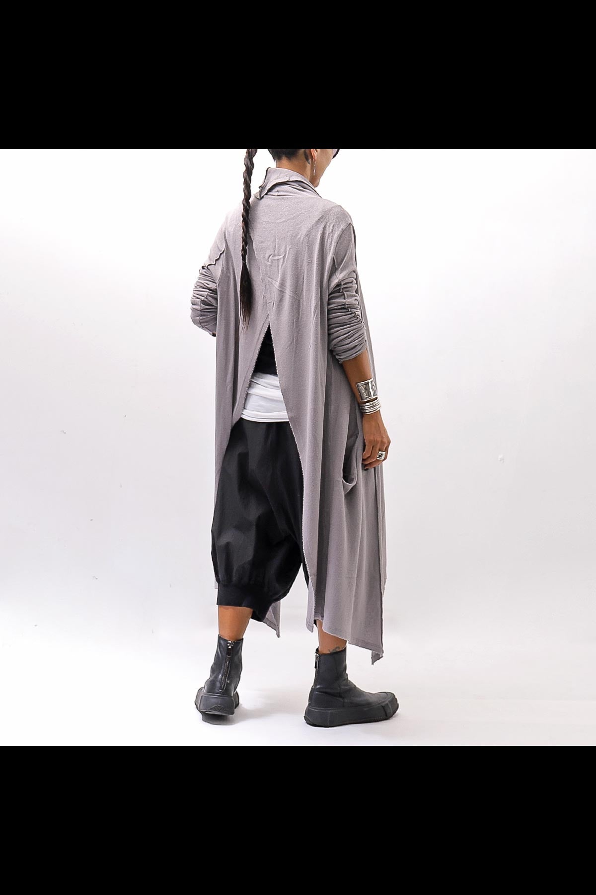 【NOSTRASANTISSIMA】 ASYMMETRY BACK CROSS CARDIGAN TS24_FUJI GREY