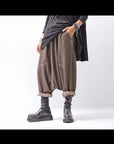 【PLÜ】 UNISEX COTTON SWEAT WIDE SARROUEL PANTS PL16P_CHOCOLATE