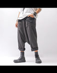 【studio b3】 UNSEX WRINKLE LINEN&COTTON BOX SARROUEL PANTS RBB1974_FADE BLACK