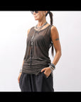 【RUNDHOLZ】 SILK & LYOCELL STRIPES SKIN TANK TOP_UMBRA CLOUD STRIPE