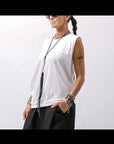 【NOSTRASANTISSIMA】 SIDE TACK SLEEVE-LESS TOP TS02_WHITE
