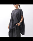 【PLÜ】 OVER SIZED COTTON STRETCH TOP 5019_BLACK