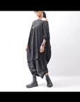 【RUNDHOLZ】 2WAY HOLE ASYMMETRY DRAPE LONG TOP DRESS 252 0937_BLACK