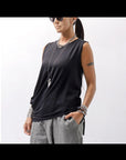 【NOSTRASANTISSIMA】 SIDE TACK SLEEVE-LESS TOP TS02_BLACK