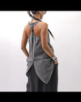 【Primordial is Primitive】 BACK CROSSED TANK TOP 413AL_GREY WASH
