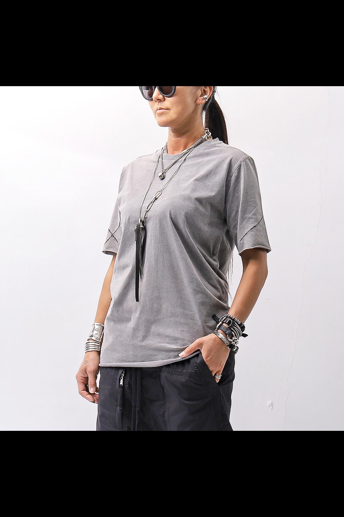 【thom/krom】 UNISEX REGULAR FIT COTTON TEE MTS924_DARK USED GREY