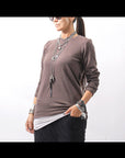 【studio b3】 UNISEX COTTON KNIT ASYMMETRIC HEM TOP SHB2235_TRUFFLE