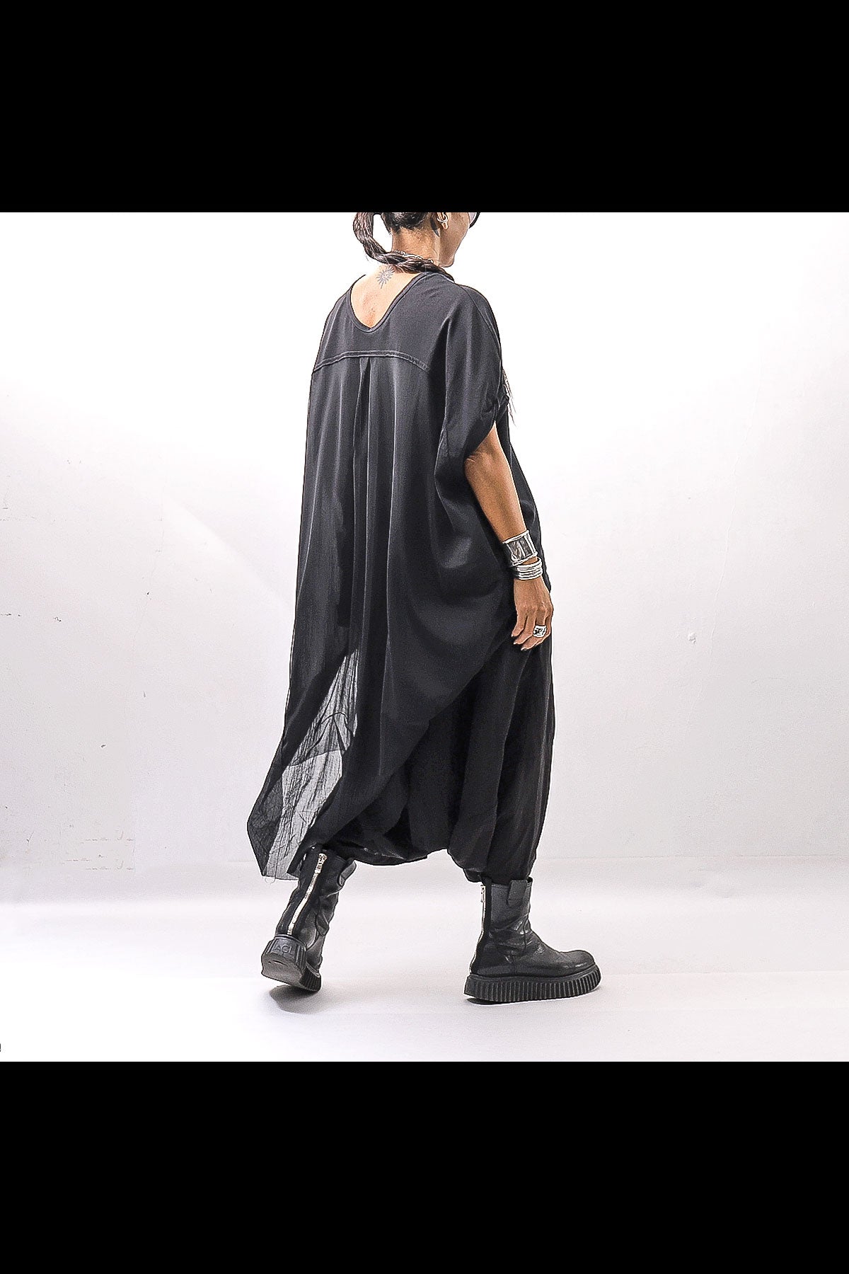 【bajra】 BACK TULLE＆COTTON LAYERED TOP 160QK04_BLACK