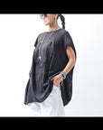 【PLÜ】 PLU ICON PATCH COTTON RIB BACK DRAPE TOP 5047_BLACK