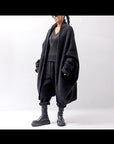 【NOSTRASANTISSIMA】 UNISEX OVERSIZED COCOON ALPACA KNIT CARDIGAN M111_BLACK