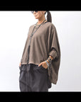 【PLÜ】 UNISEX COTTON SWEAT WIDE SHORT TOP PL8_CHOCOLATE