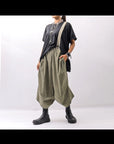 【Primordial is Primitive】 UNISEX ASYMMETRY COTTON PANTS 722AL_MILITARY