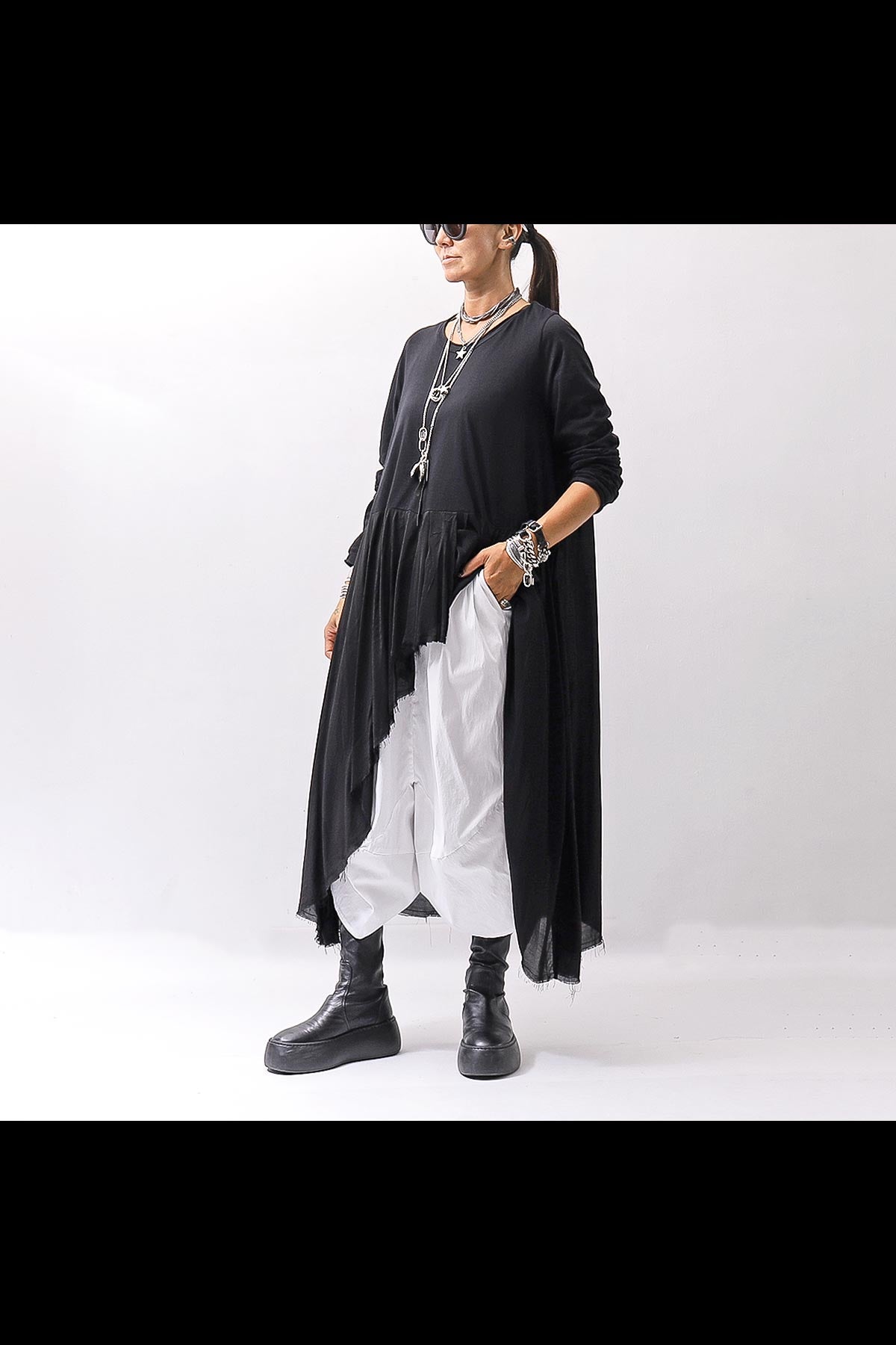 【studio b3】 ASYMMETRY TUNIC TOPS SHB2219_BLACK
