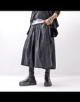 【PLÜ】 SHAPE MEMORY SKIRT PL09_WIDE STRIPE