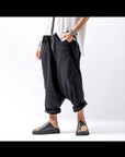 【studio b3】 UNISEX LIGHT COTTON SARROUEL PANTS BZB1668_BLACK