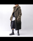 【NOSTRASANTISSIMA】 UNISEX VIRGIN BOA KNIT HOODED COAT_KHAKI BROWN