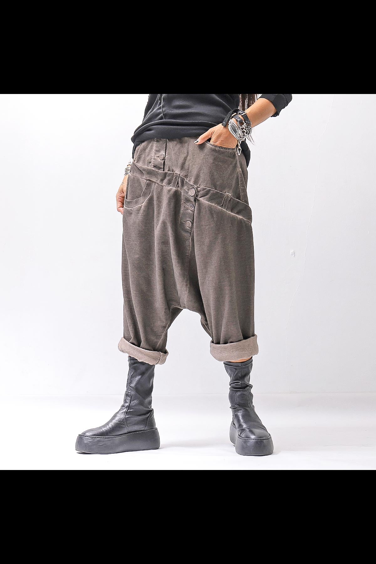 【studio b3】 UNISEX COTTON &amp; SWEAT BOX SARROUEL PANTS RBB1974_TRUFFLE OLD DYE