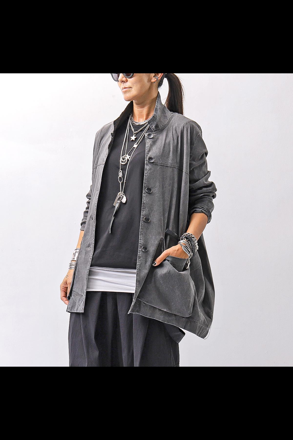 【Primordial is Primitive】 UNISEX STRETCH SHIRT BLOUSON 2026AL_GREY WASH