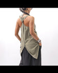 【Primordial is Primitive】 BACK CROSSED TANK TOP 413AL_MILITARY