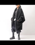 【NOSTRASANTISSIMA】 UNISEX OVERSIZED COCOON VIRGIN WOOL BOA KNIT CARDIGAN_BLACK