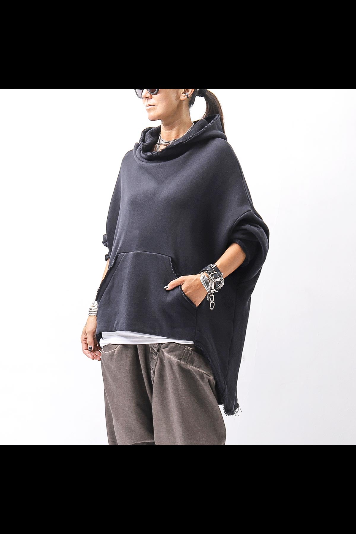 【studio b3】 UNISEX OVERSIZED COTTON SWEAT HOODIE SHB2161_BLACK