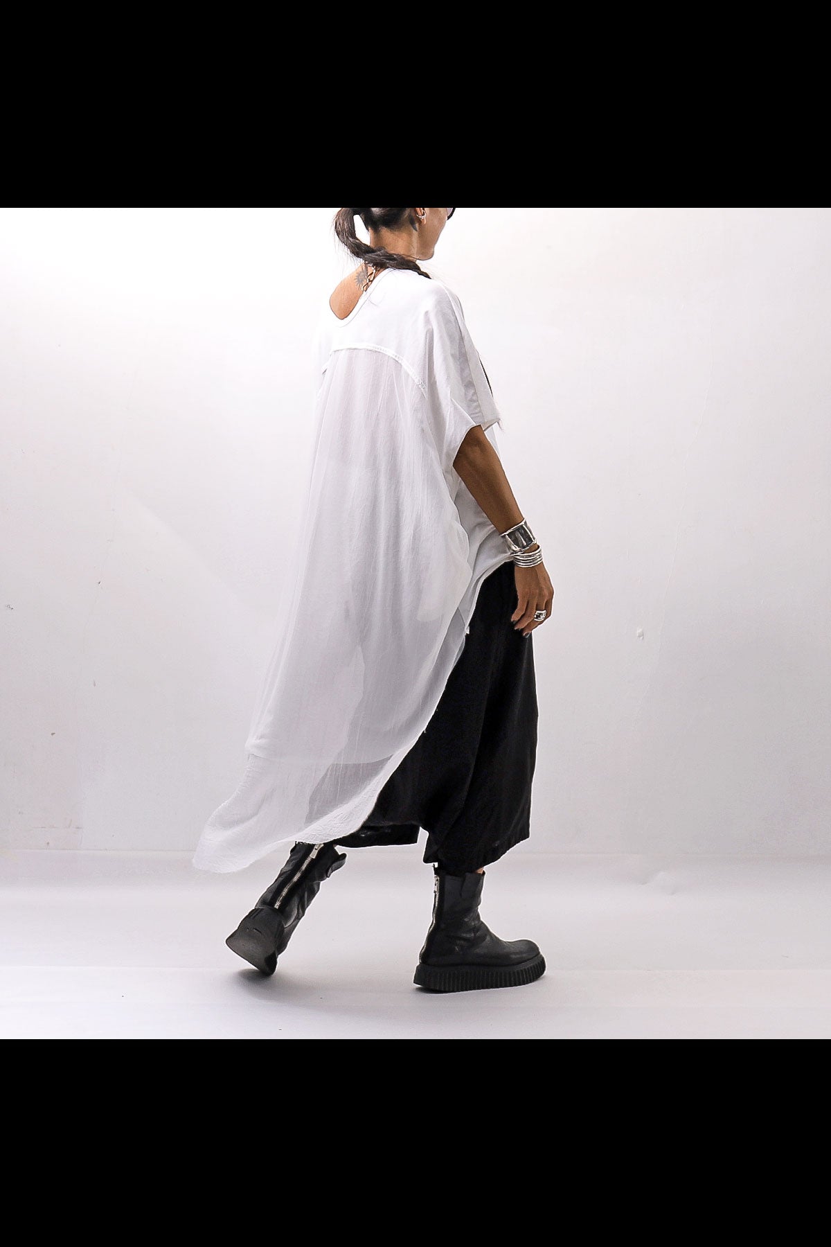 【bajra】 BACK TULLE＆COTTON LAYERED TOP 160QK04_WHITE