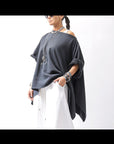 【NOSTRASANTISSIMA】 ASYMMETRY SWEAT COTTON WIDE TOPS FM139_BLACK
