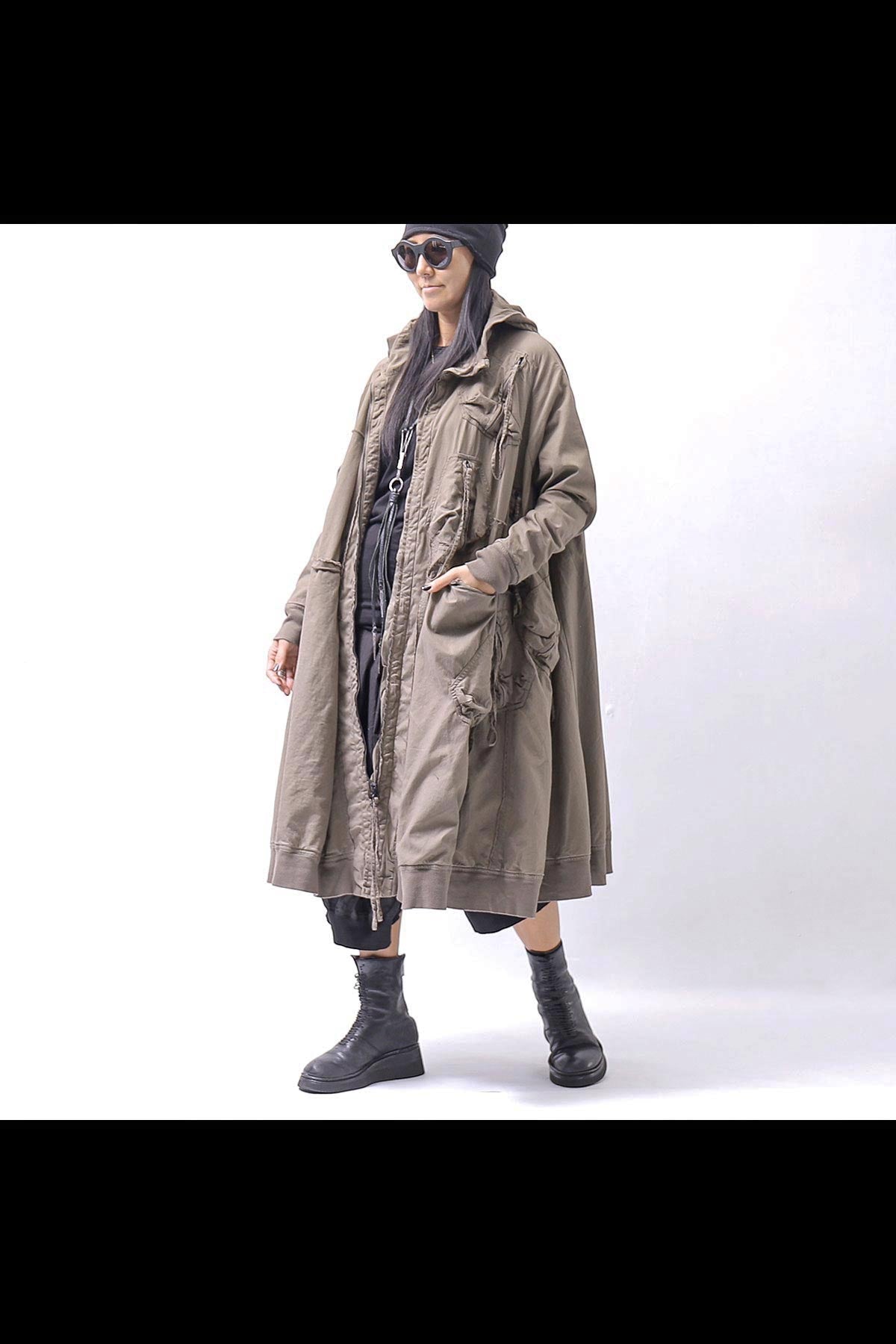 【RUNDHOLZ】 UNISEX ZIPED POCKETS＆HOOD LONG COAT 260 1208_DUNE