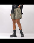 【Primordial is Primitive】 STRETCH ECO LEATHER SHORT PANTS 535AL_MILITARY